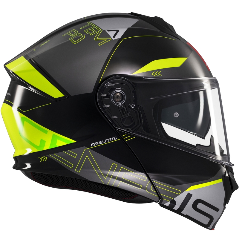 Cască de motocicletă flip-up MT Genesis SV Atempo negru-gri-galben fluo