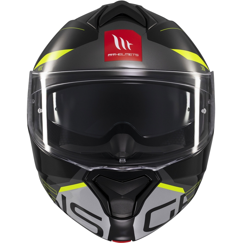 Cască de motocicletă flip-up MT Genesis SV Atempo negru-gri-galben fluo