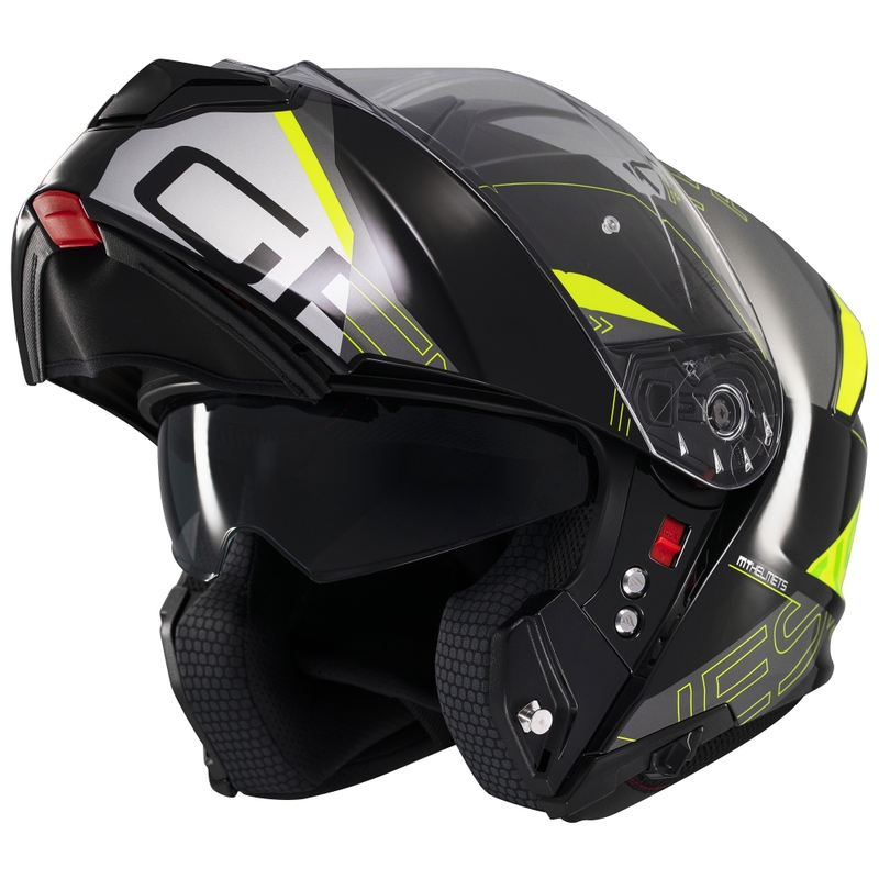 Cască de motocicletă flip-up MT Genesis SV Atempo negru-gri-galben fluo