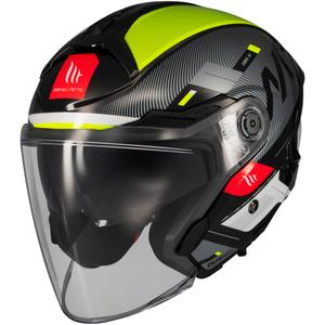 Casca moto open MT Cosmo SV Silence negru-galben fluo