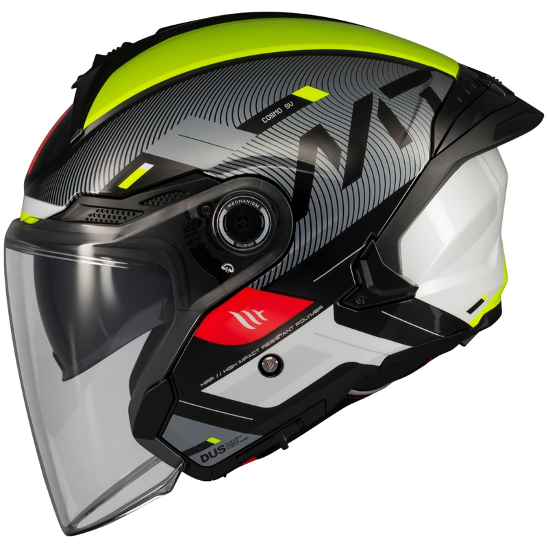 Casca moto open MT Cosmo SV Silence negru-galben fluo