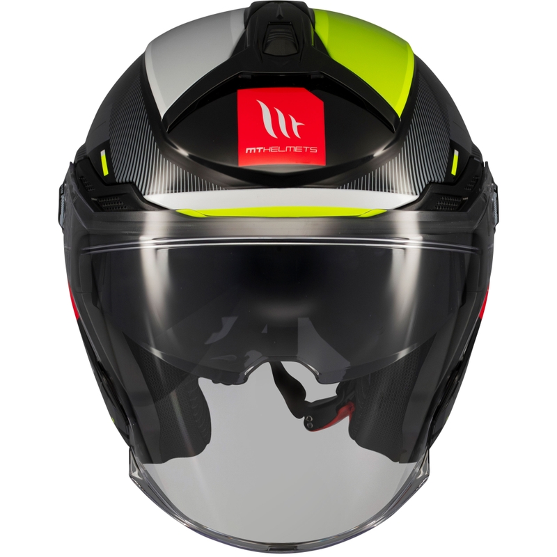 Casca moto open MT Cosmo SV Silence negru-galben fluo
