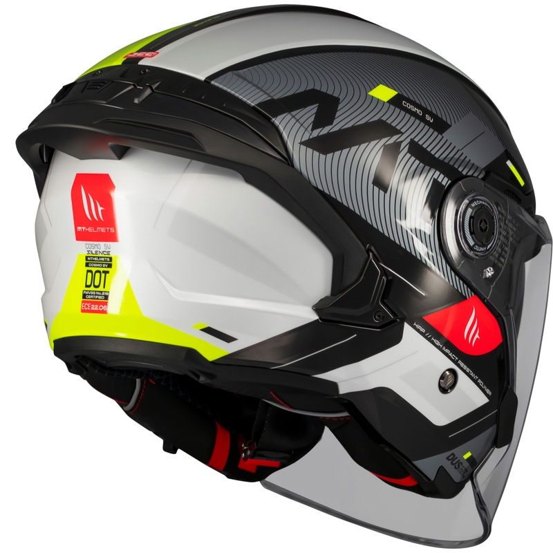 Casca moto open MT Cosmo SV Silence negru-galben fluo