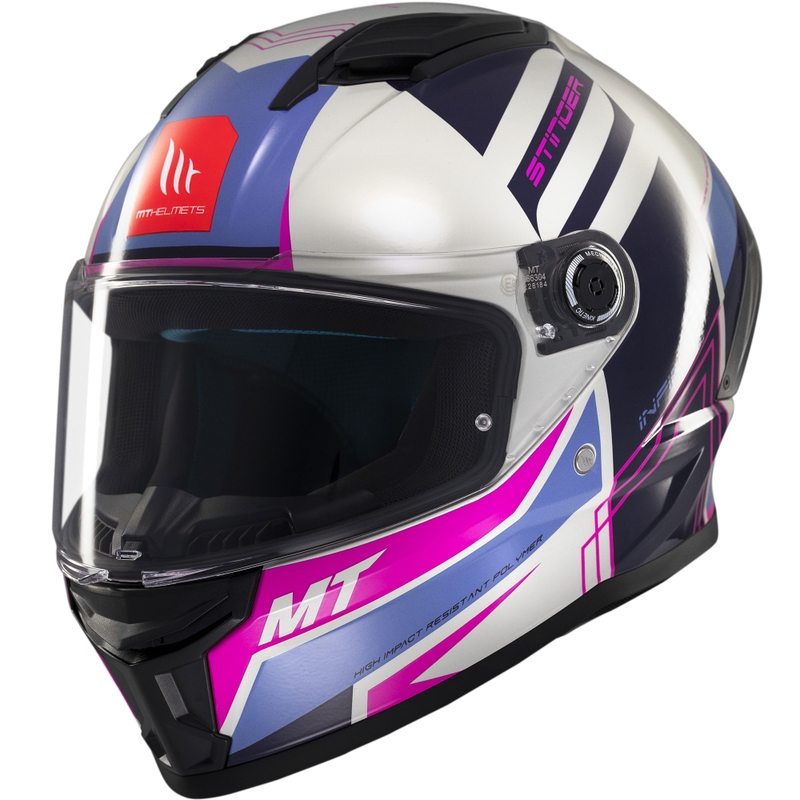 Casca moto integrala MT Stinger 2 Tron gri-violet-roz