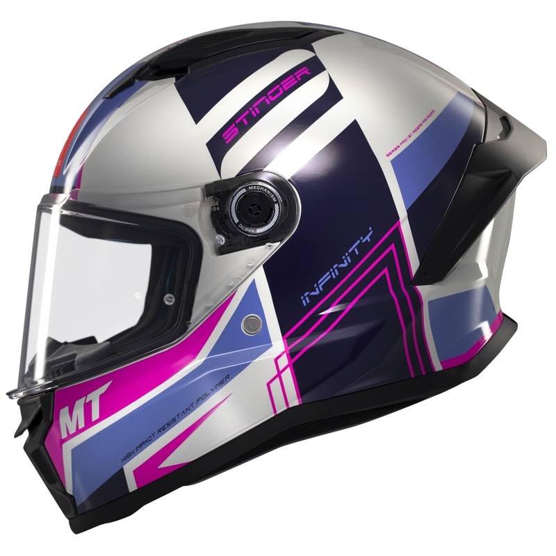 Casca moto integrala MT Stinger 2 Tron gri-violet-roz