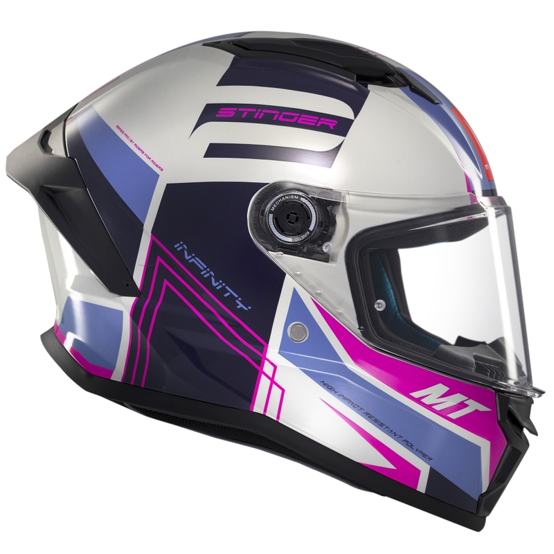 Casca moto integrala MT Stinger 2 Tron gri-violet-roz