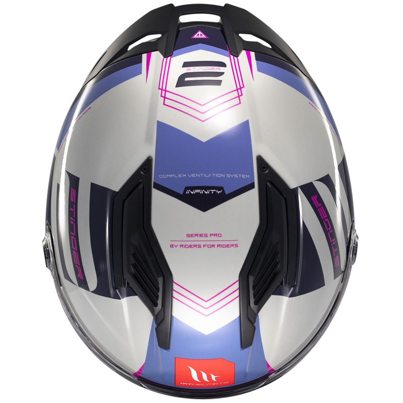 Casca moto integrala MT Stinger 2 Tron gri-violet-roz