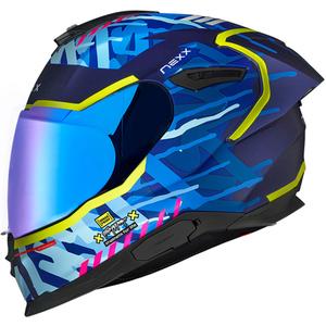 Casca moto integrala Nexx Y.100R Urbangram albastru inchis