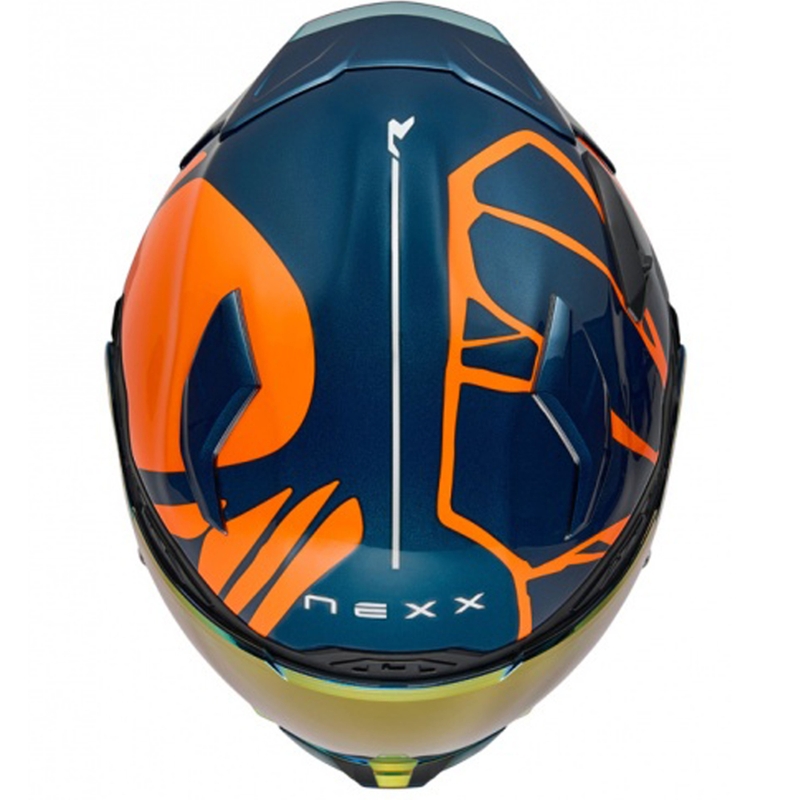 Casca moto integrala Nexx X.WST3 B-Side albastru-portocaliu