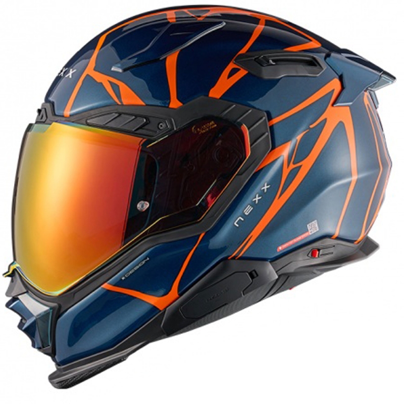 Casca moto integrala Nexx X.WST3 B-Side albastru-portocaliu
