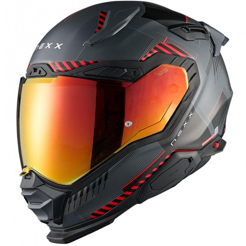 Casca moto integrala Nexx X.WST3 Fluence gri-rosu