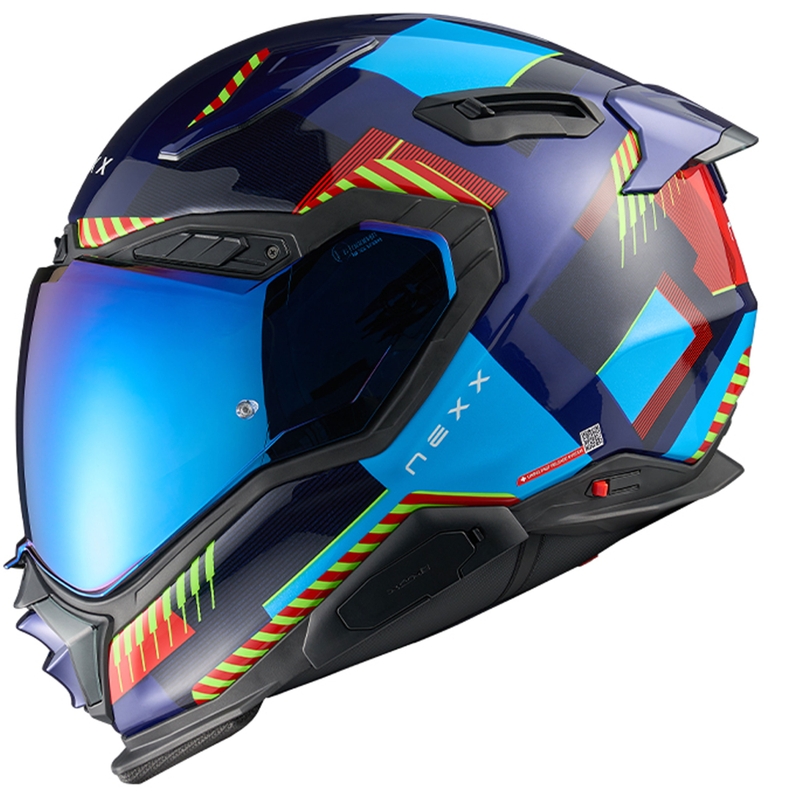 Casca moto integrala Nexx X.WST3 Fluence albastru-rosu