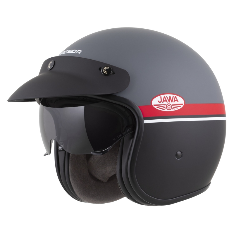 Casca de motociclete deschisa Cassida Oxygen 2.0 Jawa OHC mat gri-rosu-negru-alb