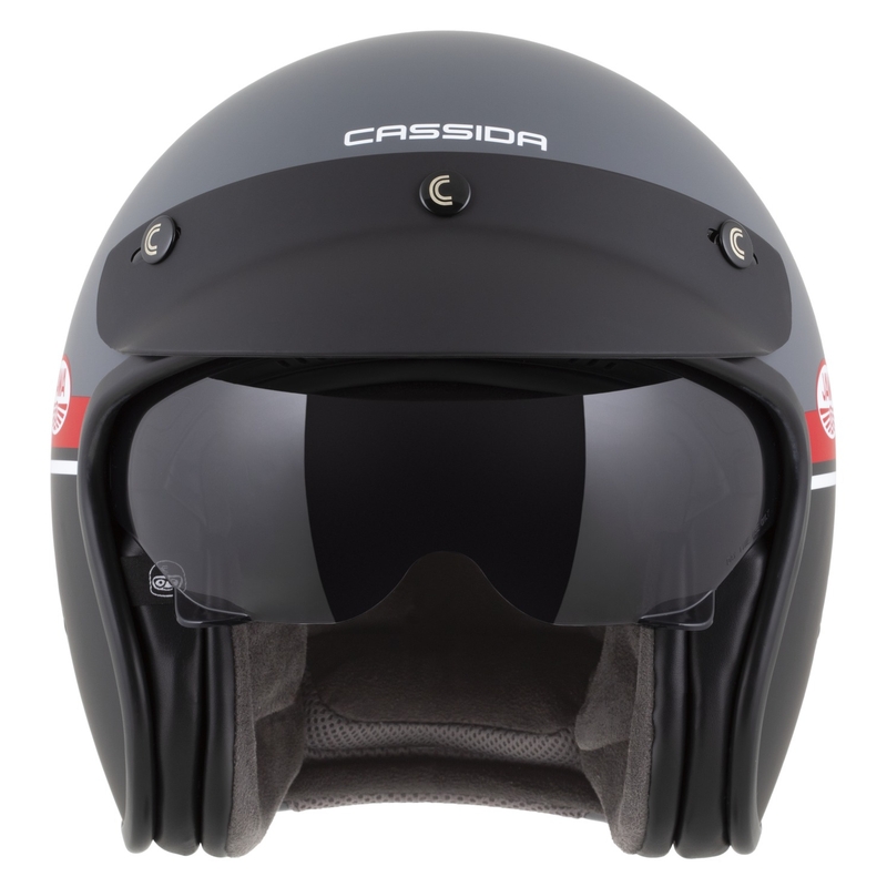 Casca de motociclete deschisa Cassida Oxygen 2.0 Jawa OHC mat gri-rosu-negru-alb