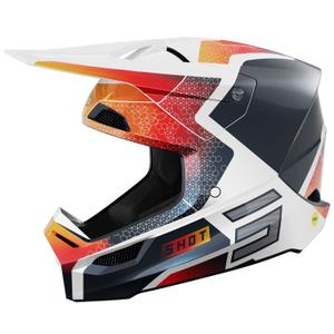Casca motocross Shot Race Phaser albastru perlat-alb-portocaliu