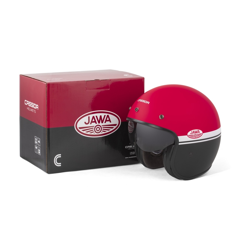 Cască de motocicletă deschisă Cassida Oxygen 2.0 Jawa OHC roșu-negru-alb mat