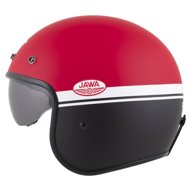 Cască de motocicletă deschisă Cassida Oxygen 2.0 Jawa OHC roșu-negru-alb mat