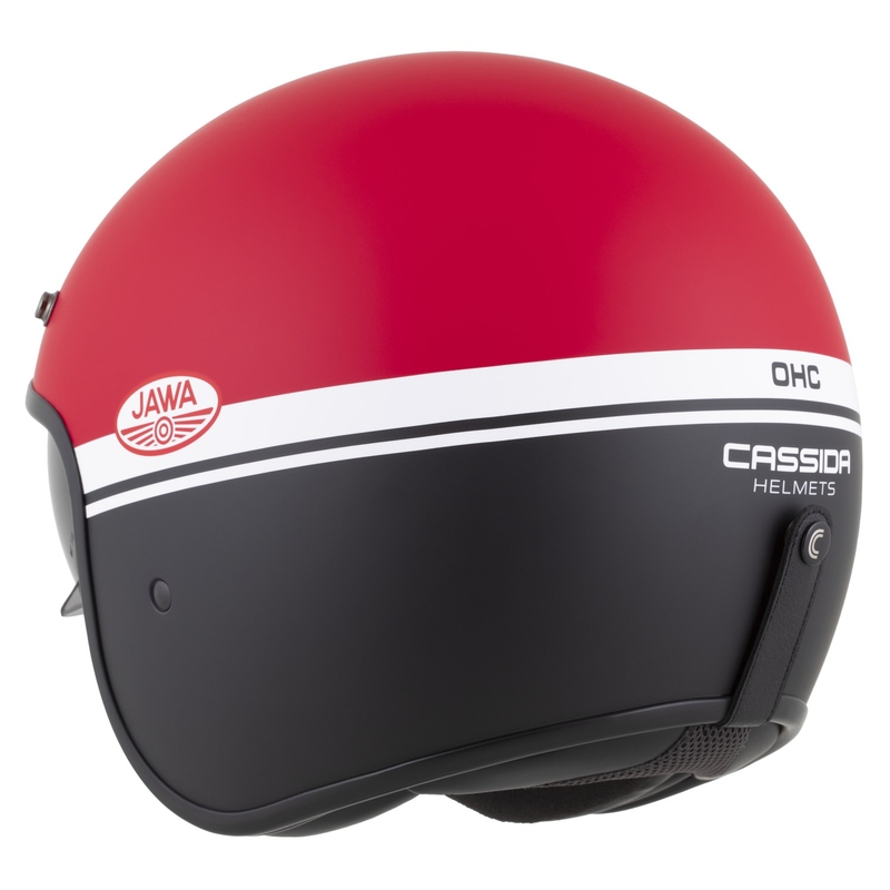 Cască de motocicletă deschisă Cassida Oxygen 2.0 Jawa OHC roșu-negru-alb mat