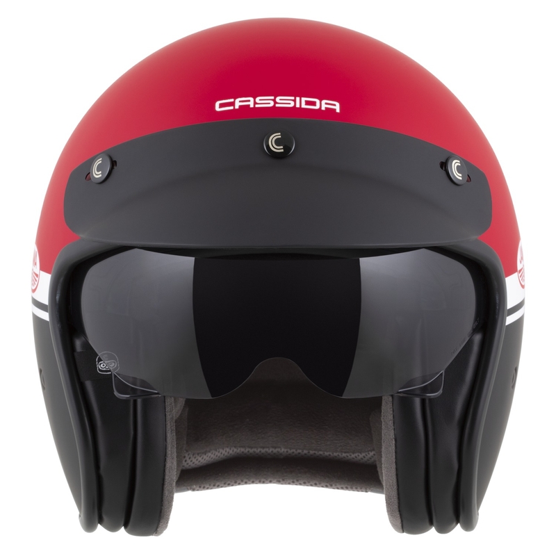 Cască de motocicletă deschisă Cassida Oxygen 2.0 Jawa OHC roșu-negru-alb mat