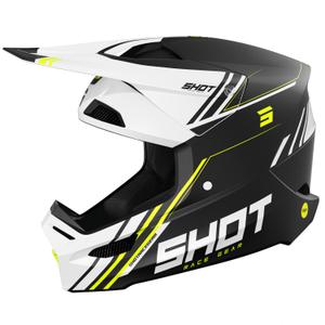 Casca motocross Shot Race Sprint negru-alb-galben fluo
