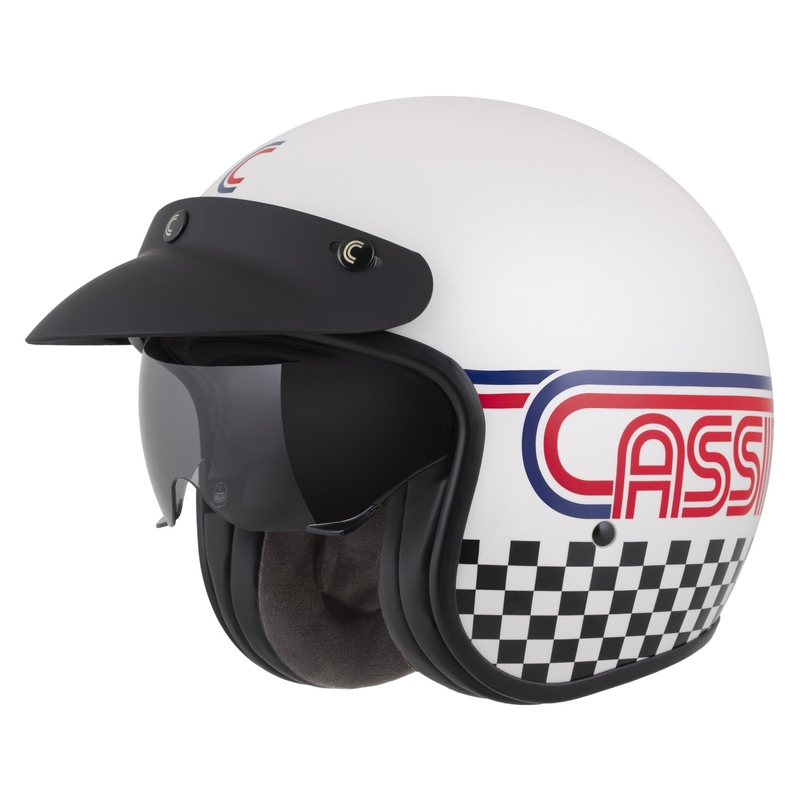 Cassida de motociclete Cassida Oxygen 2.0 Rondo open face alb-roșu-albastru-negru perlat