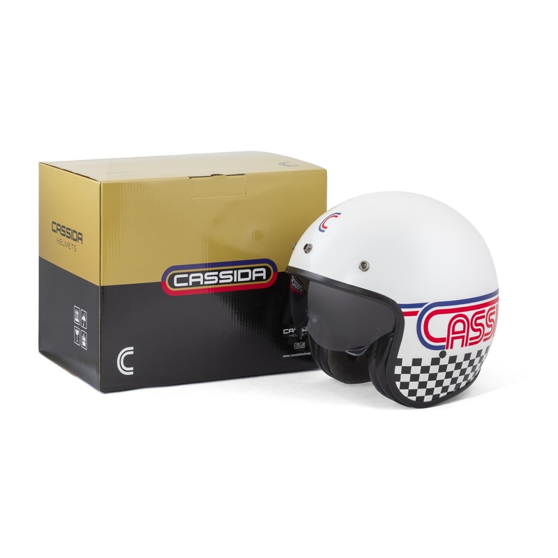 Cassida de motociclete Cassida Oxygen 2.0 Rondo open face alb-roșu-albastru-negru perlat