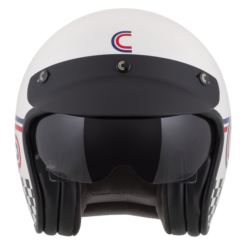 Cassida de motociclete Cassida Oxygen 2.0 Rondo open face alb-roșu-albastru-negru perlat