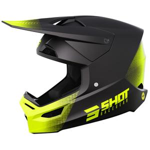 Casca Motocross Shot Race Raw Neagra Galben Fluo Mat Vanzare lichidare