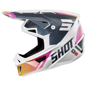Casca motocross Shot Lite Ultra albastru perlat-portocaliu-roz