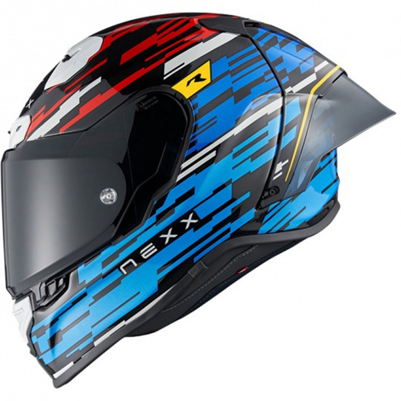 Casca moto integrala Nexx X.R3R Glitch Racer albastru-rosu lichidare