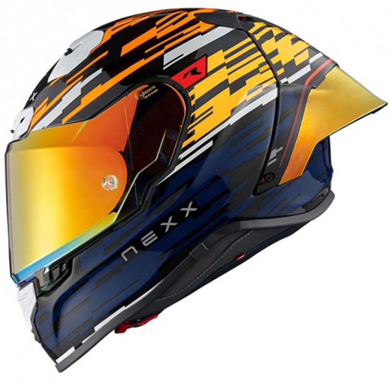 Casca moto integrala Nexx X.R3R Glitch Racer portocaliu-albastru