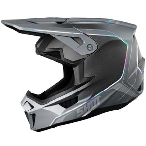 Casca de motocross Shot Lite Challenger gri perlat holografica