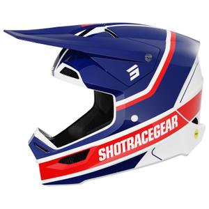 Casca de motocross Shot Race Mythic albastru-rosu lucios