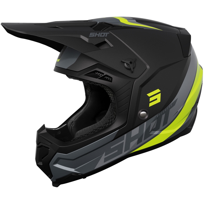 Casca motocross Shot Core Custom negru-galben fluo