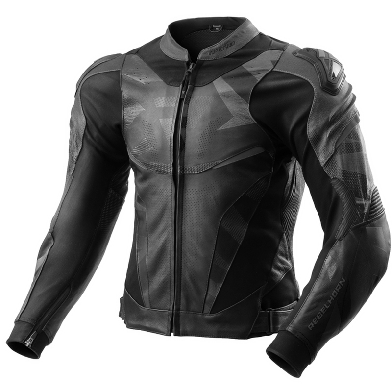 Geacă de piele pentru motocicletă Rebelhorn Inferno neagră