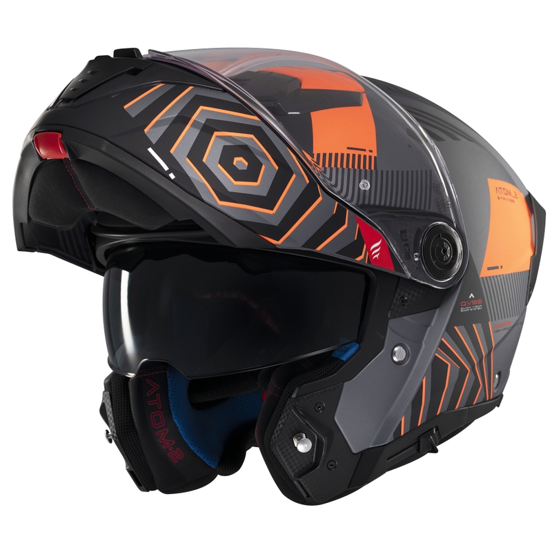 Cască de motocicletă flip-up MT Atom 2 SV Strange gri-negru-portocaliu