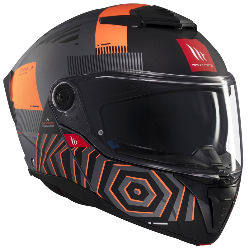 Cască de motocicletă flip-up MT Atom 2 SV Strange gri-negru-portocaliu
