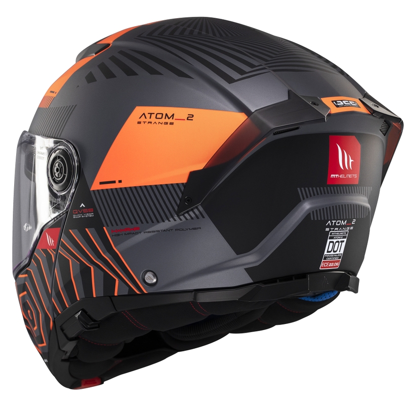 Cască de motocicletă flip-up MT Atom 2 SV Strange gri-negru-portocaliu