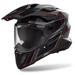 Casca moto Enduro Airoh Commander 2 Carbon Stylish negru-rosu