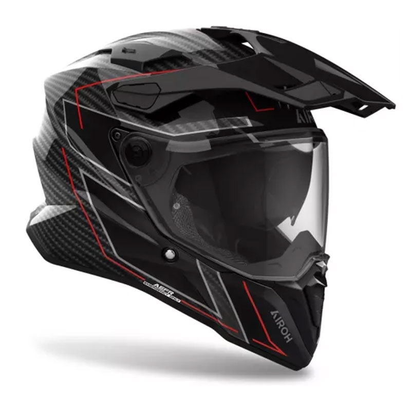 Casca moto Enduro Airoh Commander 2 Carbon Stylish negru-rosu