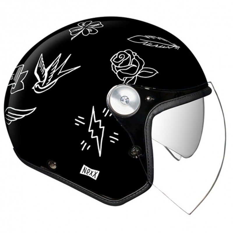 Casca deschisa Nexx X.G30 Tattoo negru-alb lichidare