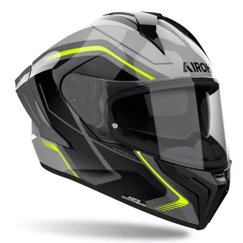 Casca integrala pentru motociclete Airoh MATRYX Wide negru-gri-galben