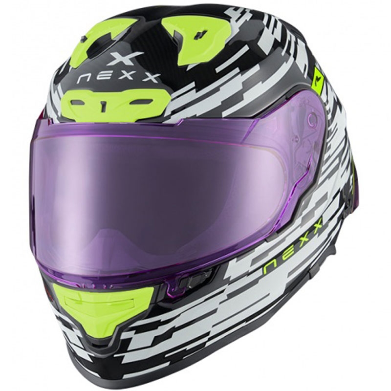 Casca moto integrala Nexx X.R3R Glitch Racer alb-galben fluo lichidare