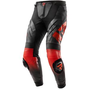 Pantaloni moto din piele Rebelhorn Inferno negru-rosu fluo