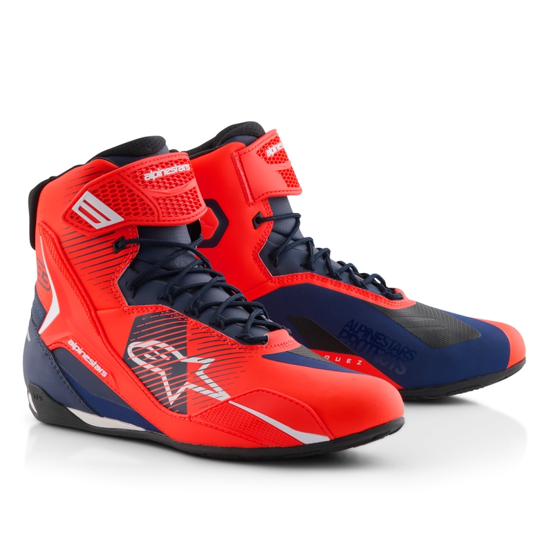 Ghete moto Alpinestars Faster-4 colectia MM93 rosu fluo-albastru-alb