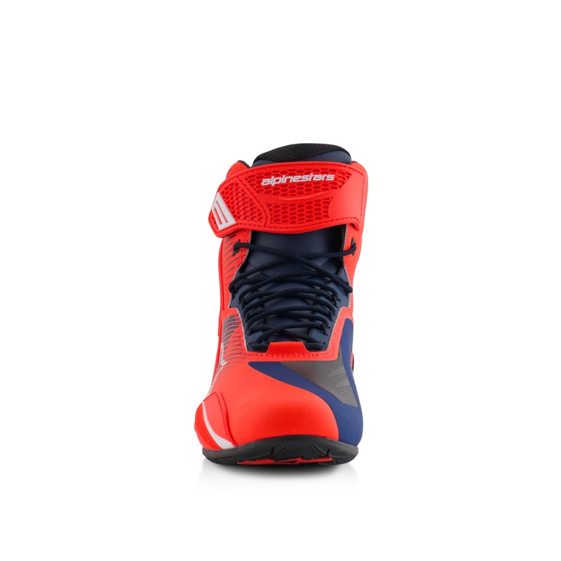 Ghete moto Alpinestars Faster-4 colectia MM93 rosu fluo-albastru-alb