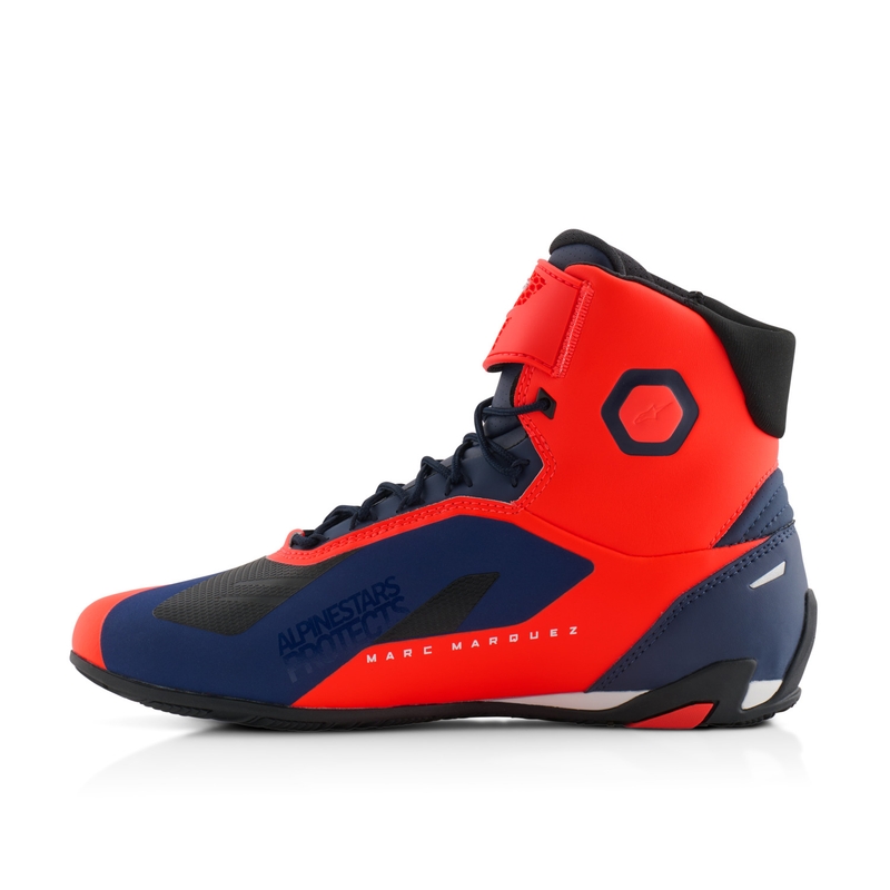 Ghete moto Alpinestars Faster-4 colectia MM93 rosu fluo-albastru-alb