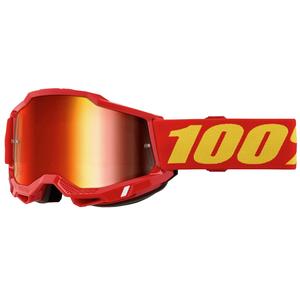 Ochelari de protecție motocross pentru copii 100% ACCURI 2 roșu cu plexiglas roșu cu oglindă