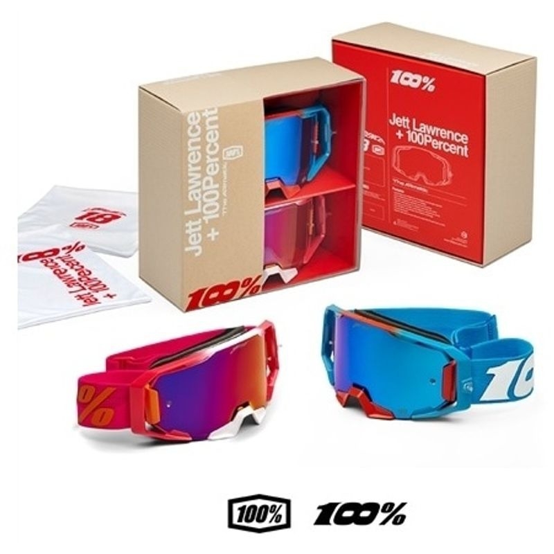 Set de ochelari de motocross 100% Armatic Jett Lawrence LE roz-albastru