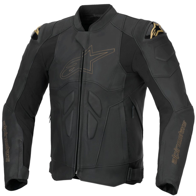 Geacă moto piele Alpinestars Dusk negru-aurie